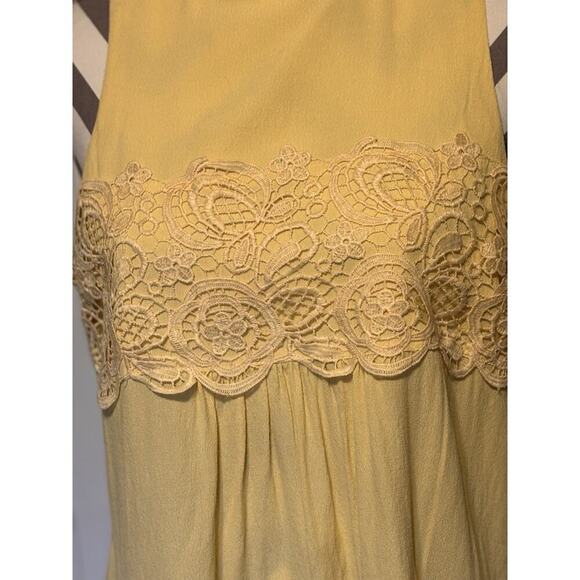 Forever 21 Tank Top Cami Shirt Women Medium Butter Yellow Lace Babydoll Y2K - Picture 2 of 9